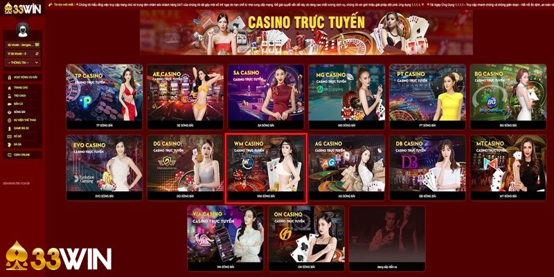 Tham gia sảnh WM casino 33Win để tận hưởng giải trí đỉnh cao